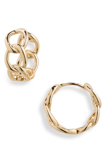 Nine West Curb Chain Huggie Hoop Earrings In Gold
