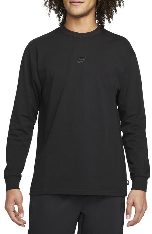 Shop Nike Sportswear Premium Essentials Long Sleeve T-shirt In Black/black