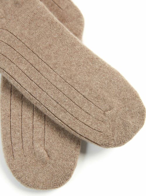 Shop Gobi Cashmere Trim Knit Bed Socks In Taupe