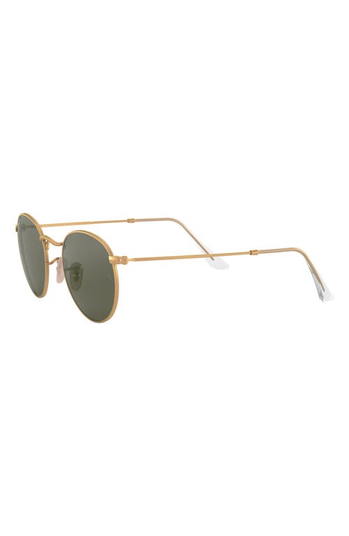 Shop Ray Ban Ray-ban 50mm Polarized Round Sunglasses In Gold/green Solid