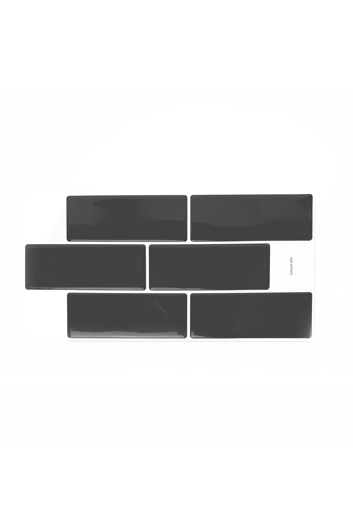Walplus Elegant Dark Grey Glossy 3d Sticker Tile 12-piece Set In Multi
