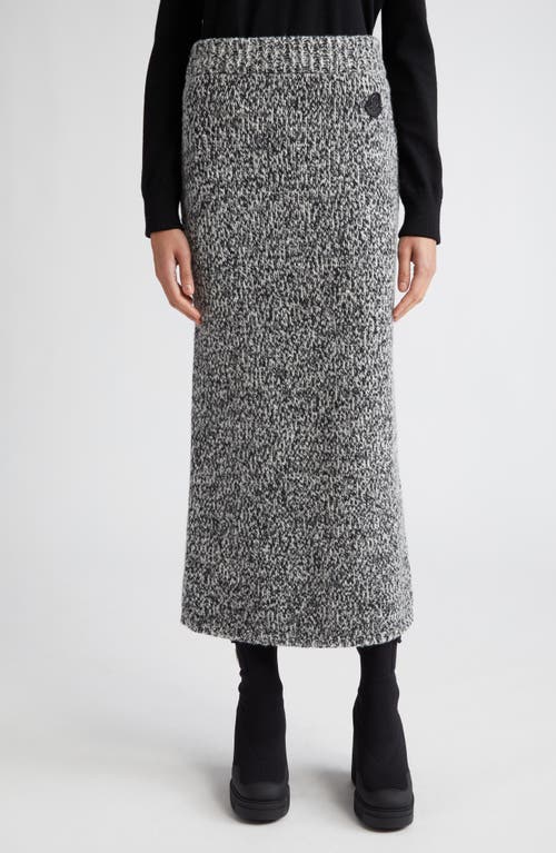Moncler Wool Blend Mouliné Sweater Skirt Black at Nordstrom,