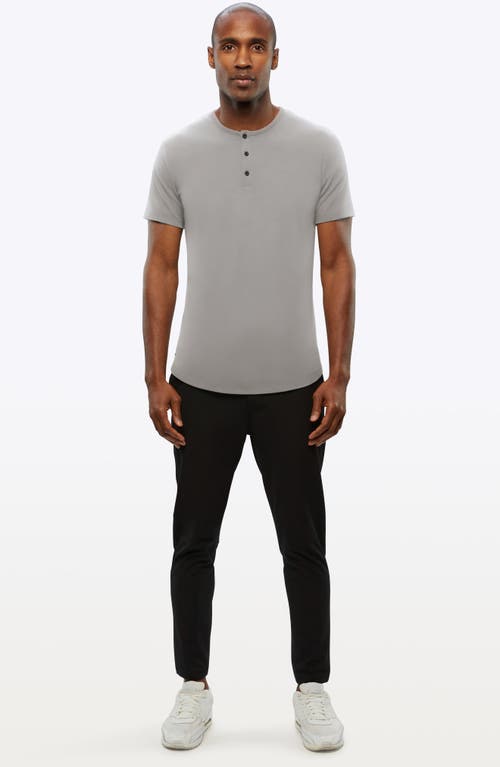 Shop Cuts Ao Curved Hem Short Sleeve Henley In Dusky Graphite