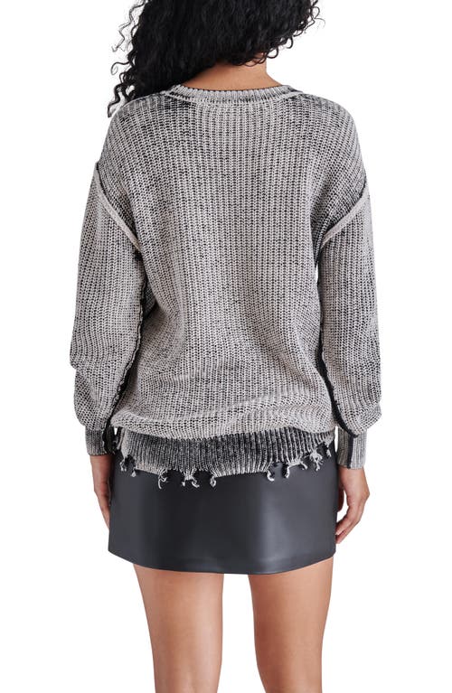 Shop Steve Madden Nelson Distressed Hem Cotton Sweater In Black/white