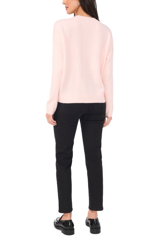 Shop Vince Camuto Cropped Crewneck Sweater In Pink Lotus