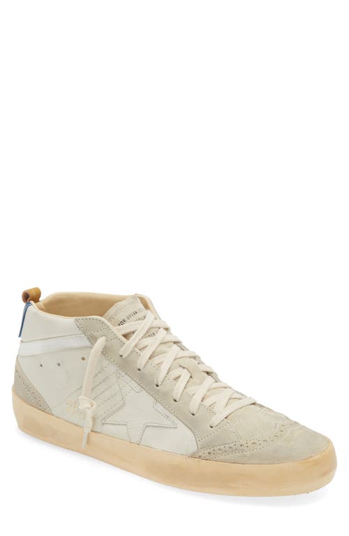 Golden Goose Mid Star 2 Leather Sneaker In Optic White/ivory/ocean Blue