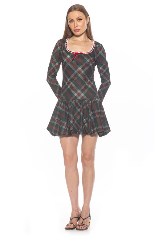Alexia Admor Rach Bubble Hem Drop Waist Dress In Green Plaid
