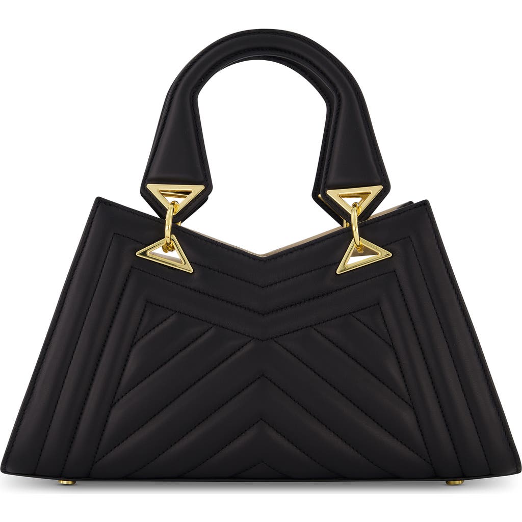 Mac Duggal Quilted Napa Leather Angular Handbag In Black
