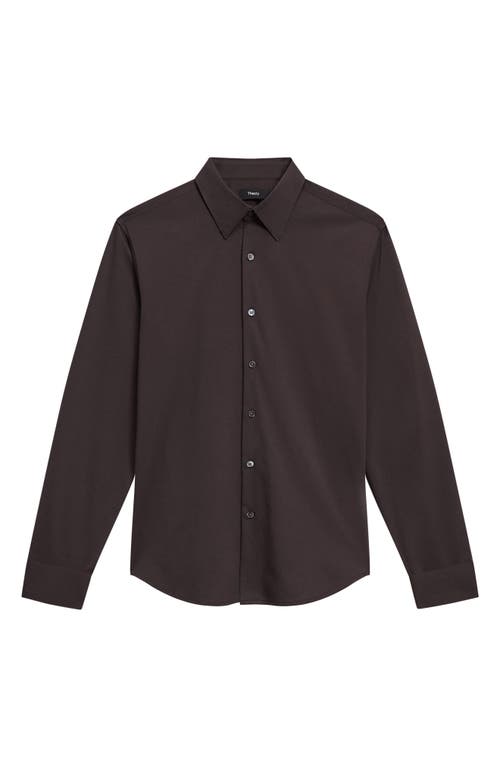 Shop Theory Sylvain Nd Structure Knit Button-up Shirt In Hickory-spf