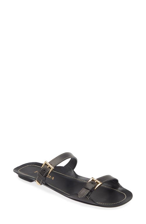 Sandali Two-Strap Flat Sandal in Nero