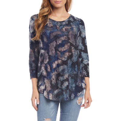 Karen Kane Feather Tie-Dye Jacquard Shirttail Tee, Blue