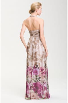 Adrianna Papell Ruched Bodice Floral Chiffon Gown | Nordstrom