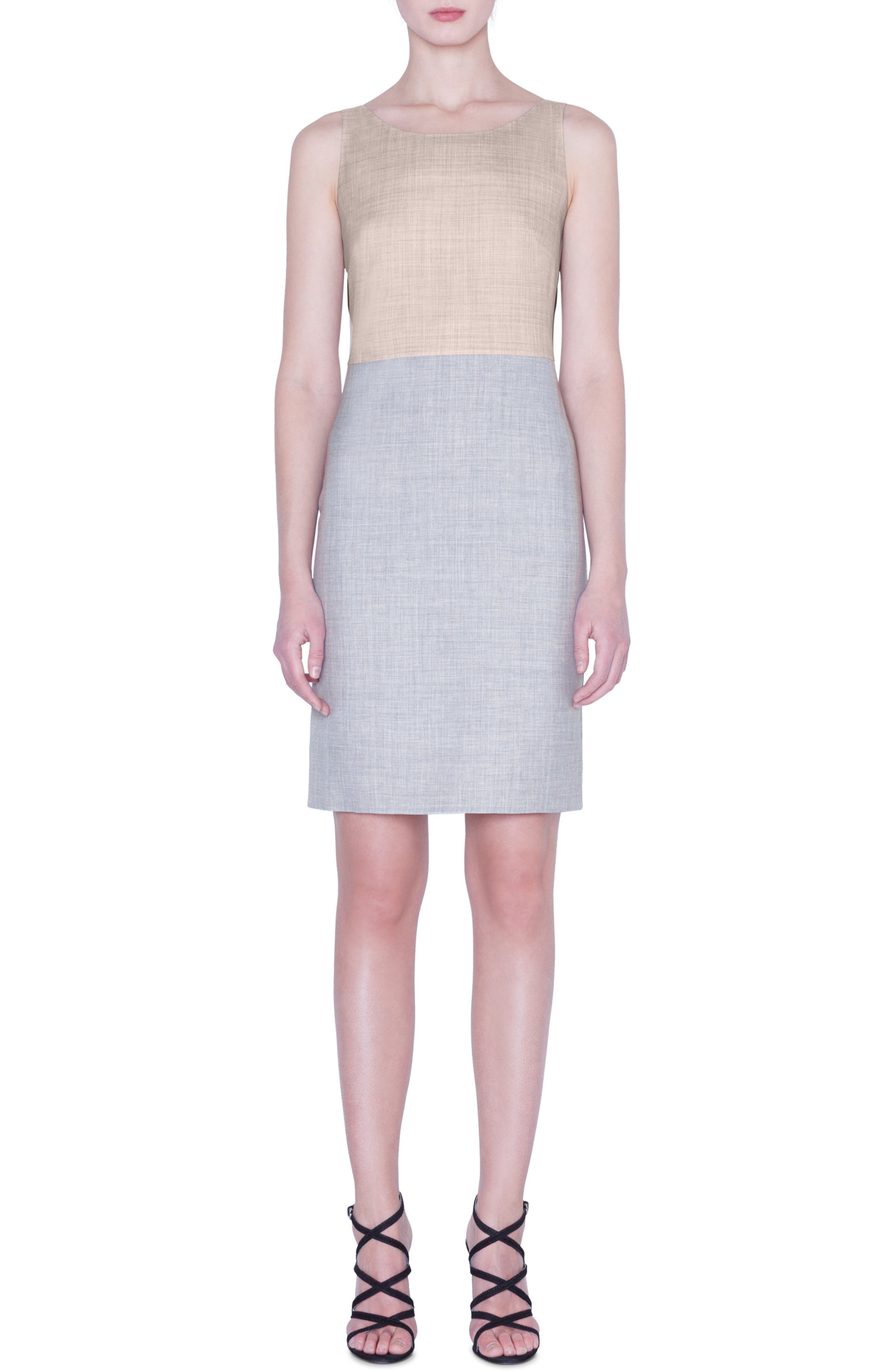 Akris Reversible Two-Tone Double Face Wool & Silk Dress, White