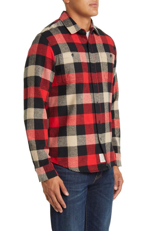 Schott Nyc Buffalo Check Flannel Long Sleeve Button-up Shirt In Black/red