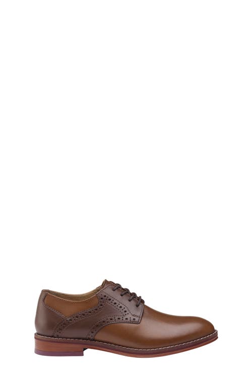 Johnston & Murphy Kids' Conard Saddle Shoe In Tan/dark Brown Full Grain