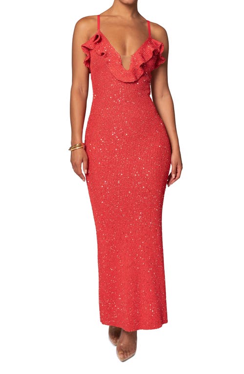 Shop Jluxlabel Midnight Sparkle Knit Maxi Dress In Coral