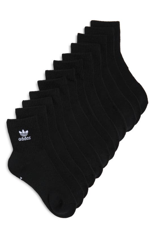 Shop Adidas Originals Trefoil 6-pack Ankle Socks In Black