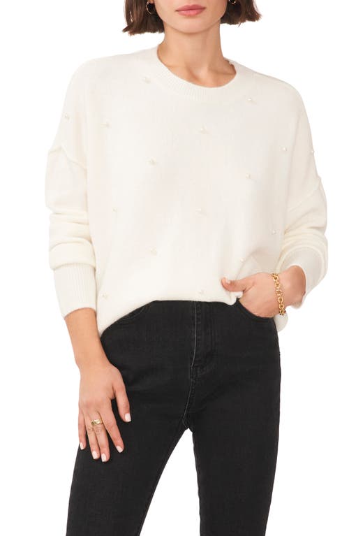 Shop Chaus Pearly Baubles Cozy Crewneck Sweater In Antique White