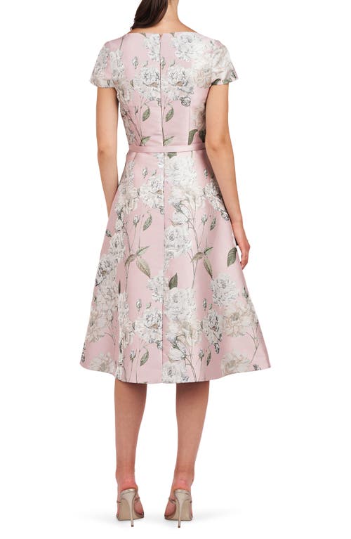 Shop Kay Unger Mira Floral Fit & Flare Midi Dress In Pink Pearl