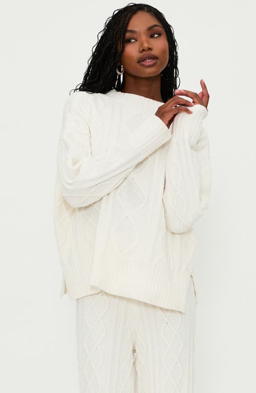 Shop Beach Riot Callie Cable Knit Sweater In Cream Cable