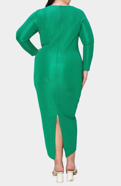 L I V D Kylo Textured Long Sleeve Midi Dress In Kelly
