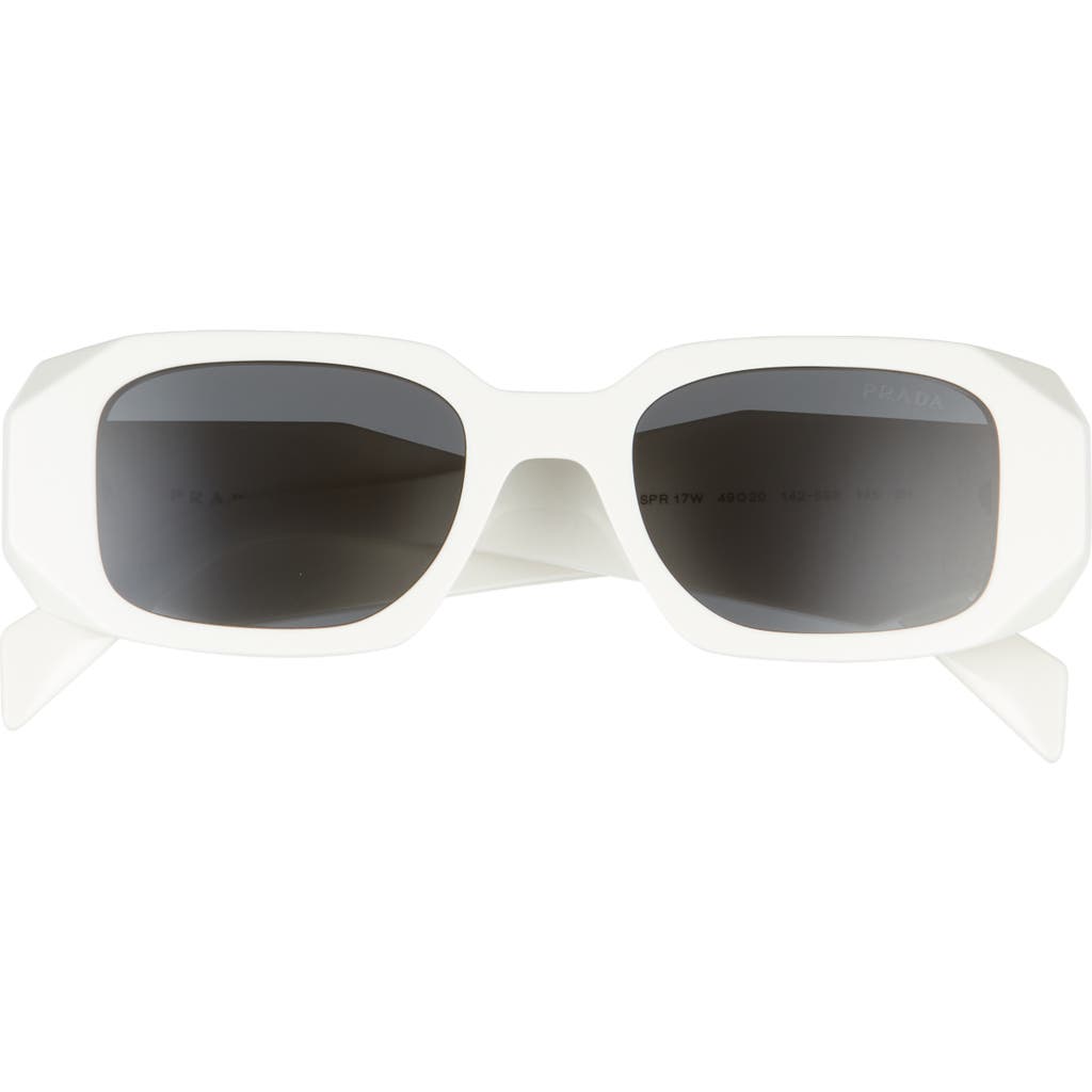 Prada Runway 49mm Rectangular Sunglasses In Talc/dark Grey