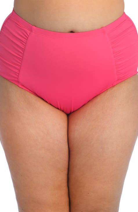 Side Shirred Hipster Swim Bottoms (Plus Size)