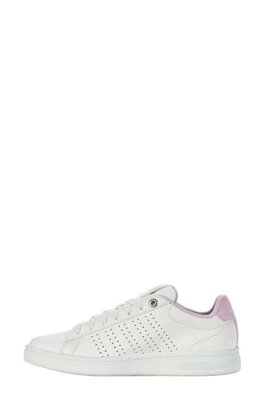Shop K-swiss Base Court Sneaker In White/lilac Snow/gray Violet