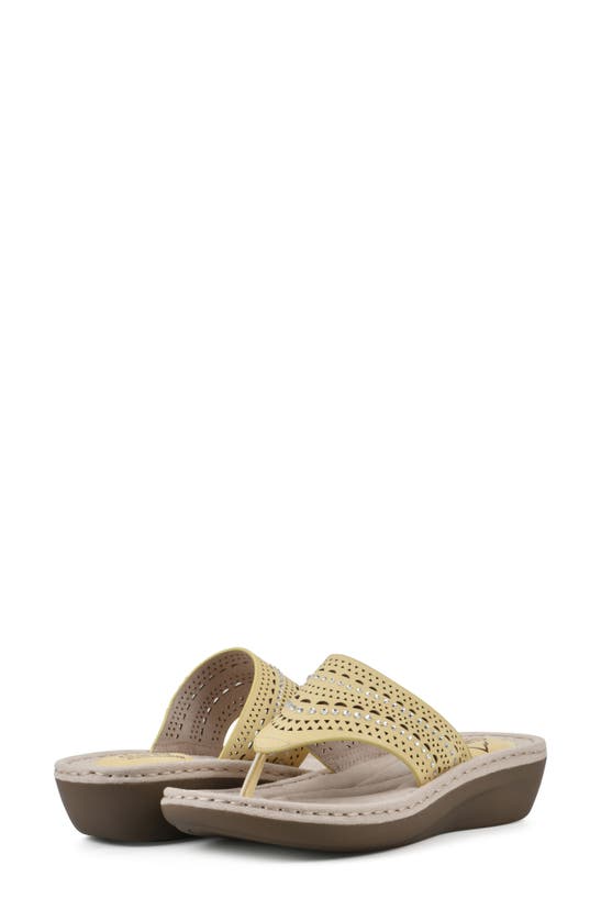 Cliffs By White Mountain Candyce Wedge Sandal In Yellow/ Nubuck