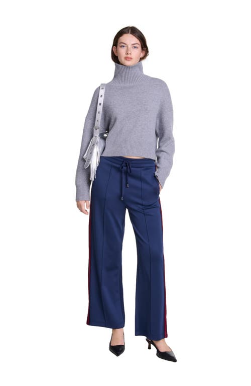 Shop Maje Striped Trousers In Navy