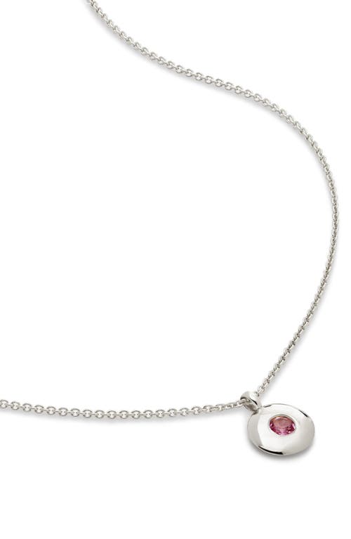 Monica Vinader October Birthstone Pink Tourmaline Pendant Necklace in Sterling Silver at Nordstrom