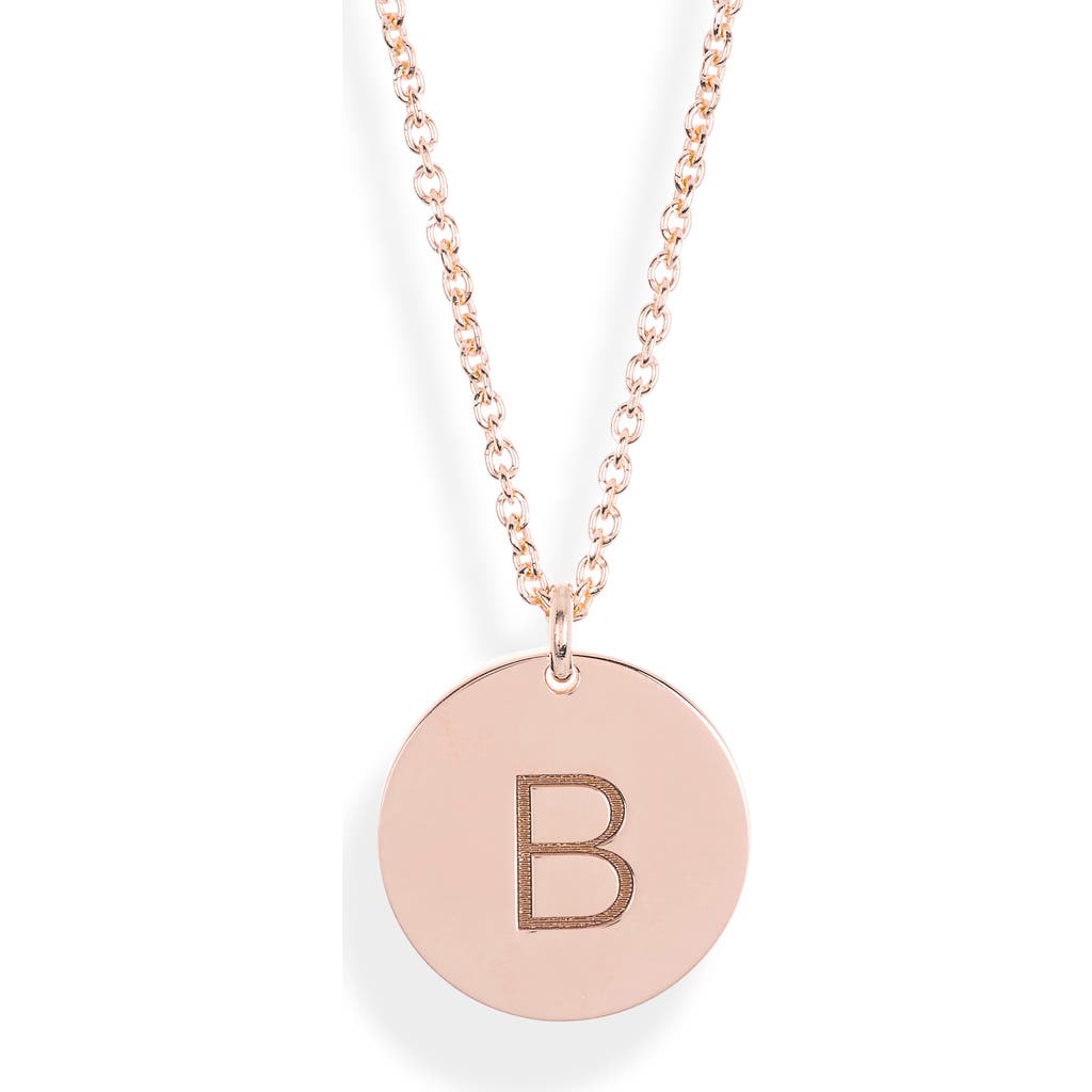 Meshmerise Initial Disc Pendant Necklace In Rose-b