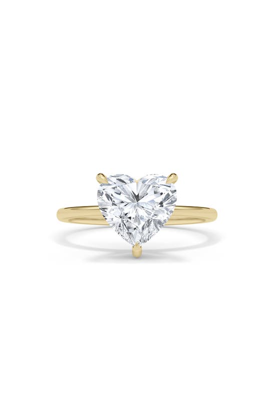 Hautecarat 18k White Gold Heart Cut Lab Created Diamond Engagement Ring In 18k Yellow Gold