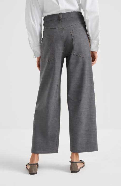 Shop Brunello Cucinelli Soft Curved Trousers In Medium Grey