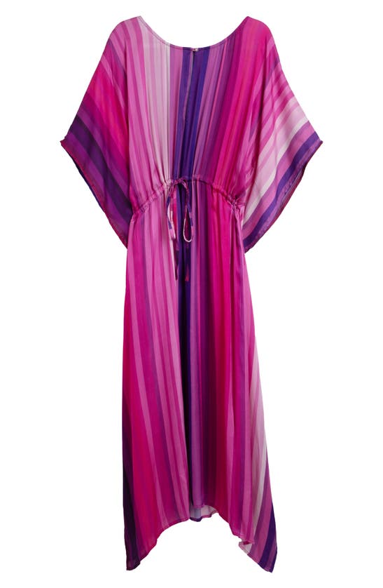 Saachi Stripe Keyhole Tie Waist Caftan In Pink