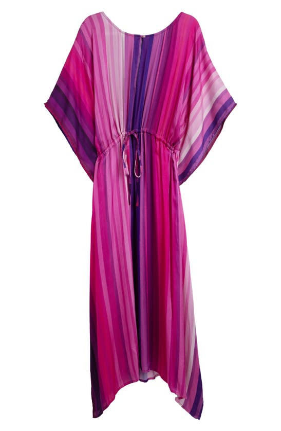 Shop Saachi Stripe Keyhole Tie Waist Caftan In Pink