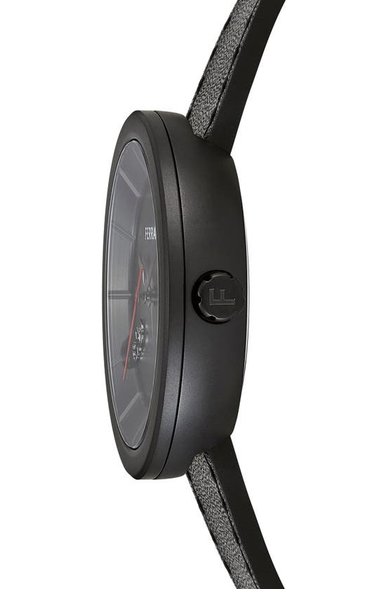 Shop Ferragamo Curve V2 Leather Strap Watch, 35mm In Ip Black