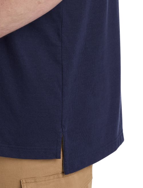 Harbor Bay By Dxl Harbor Bay Chest-striped Polo Shirt In Blue Grey