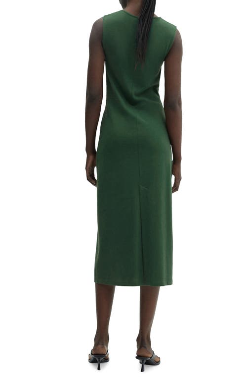 Shop Mango Center Twist Cotton Midi Dress In Green