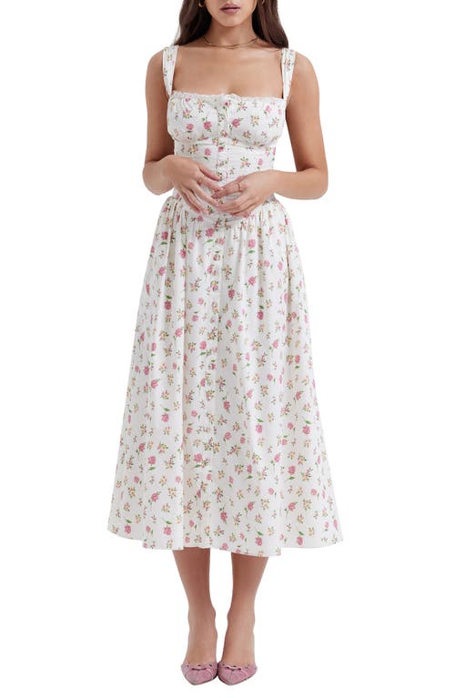 HOUSE OF CB Tatiana Corset Dress in White Floral Print