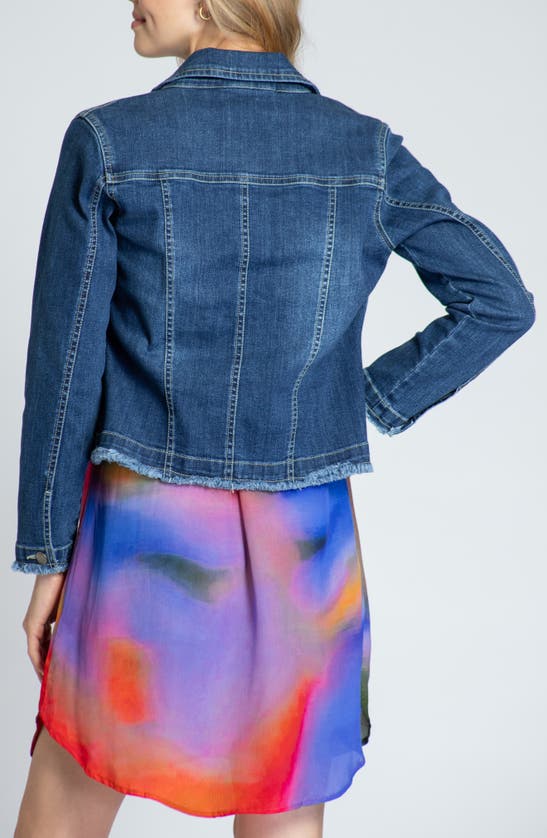 Apny Frayed Denim Jacket In Indigo