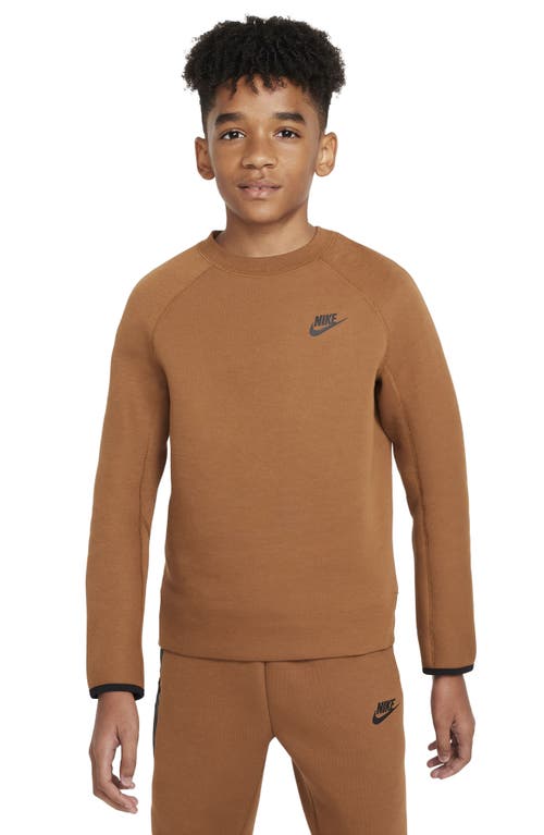 Nike Kids' Tech Fleece Crewneck Sweatshirt In Brown