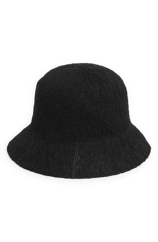 Steve Madden Molded Poly Yarn Bucket Hat In Black