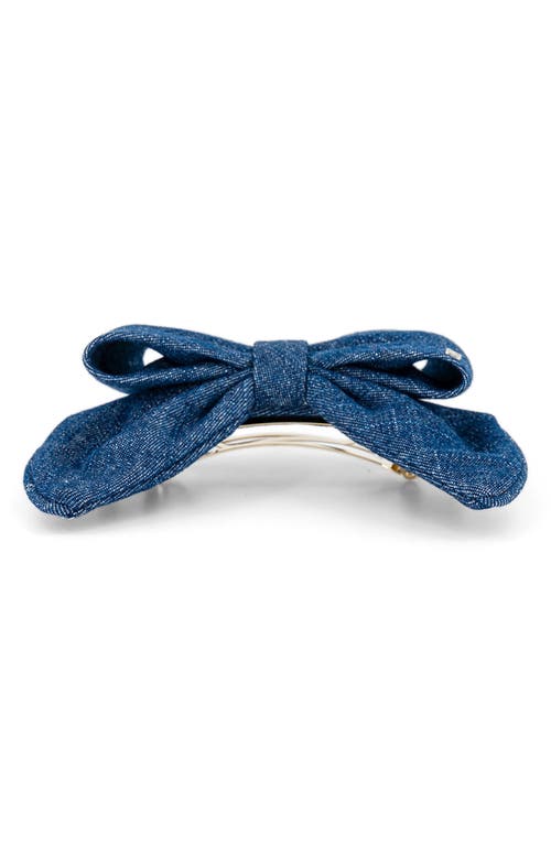 Shop Alexandre De Paris Denim Bow Barrette In Blue