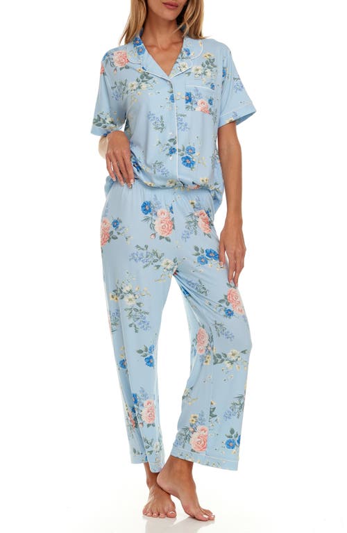 Shop Flora By Flora Nikrooz Annie Short Sleeve & Capri Print Pajamas In Blue