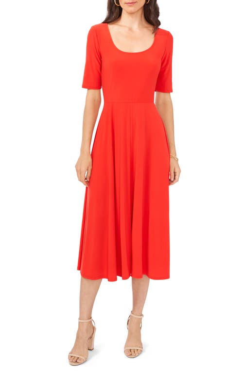 Chaus Elbow Sleeve Fit & Flare Knit Dress in Poppy at Nordstrom, Size X-Large