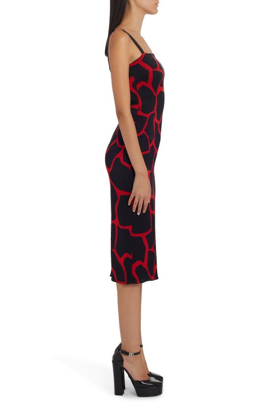 Dolce & Gabbana Giraffe Print Square Neck Stretch Silk Dress In Black |  ModeSens