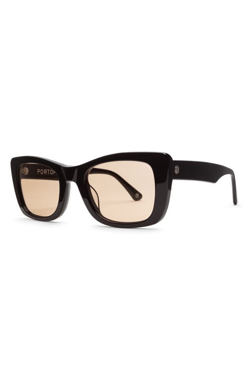 Electric Portofino 52mm Gradient Rectangular Sunglasses In Gloss Black/amber