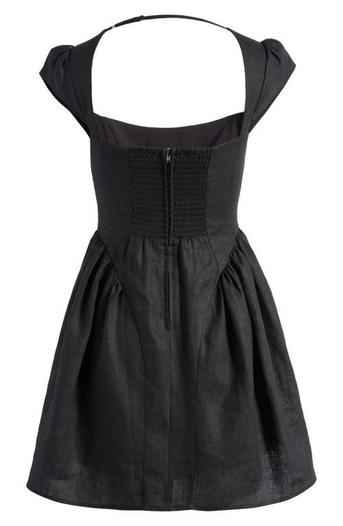 Reformation Oaklyn Cap Sleeve Linen Minidress In Black