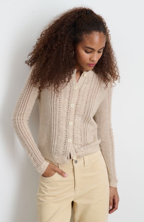 Shop Alex Mill Faye Pointelle Crop Cardigan In Champagne